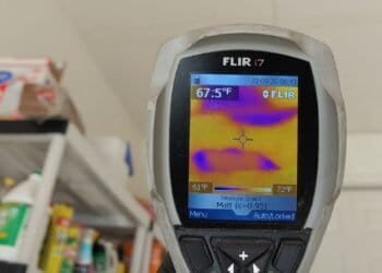 What are the advantages of using a professional-grade moisture meter for home inspectors dealing with mold?